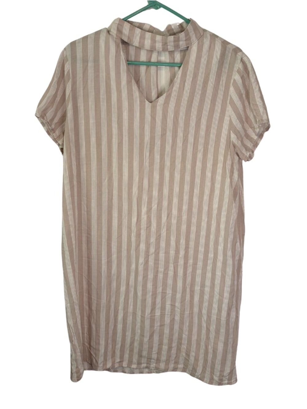 3/$20 Dainty Hooligan Striped Short Sleeve Dress in Beige and Cream